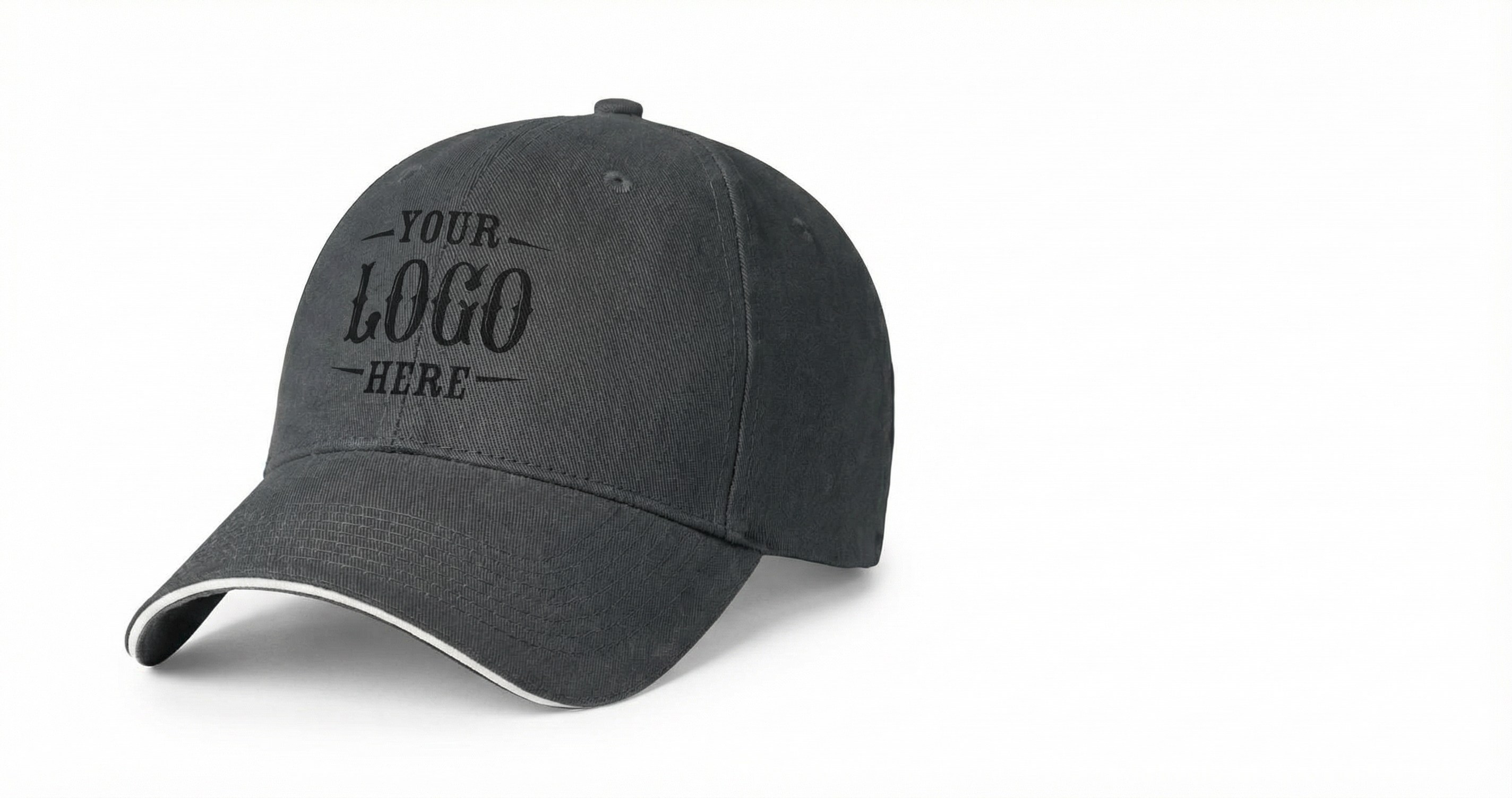 Custom branded headwear including baseball caps